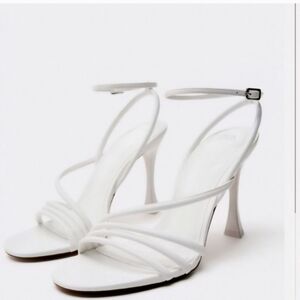 ZARA WHITE Angular Strappy Heels Size 8